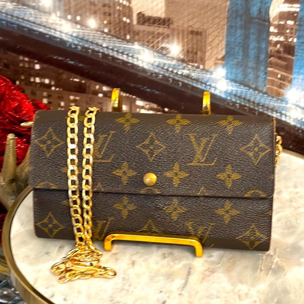 Louis Vuitton Black and Gold Monogram Wallet